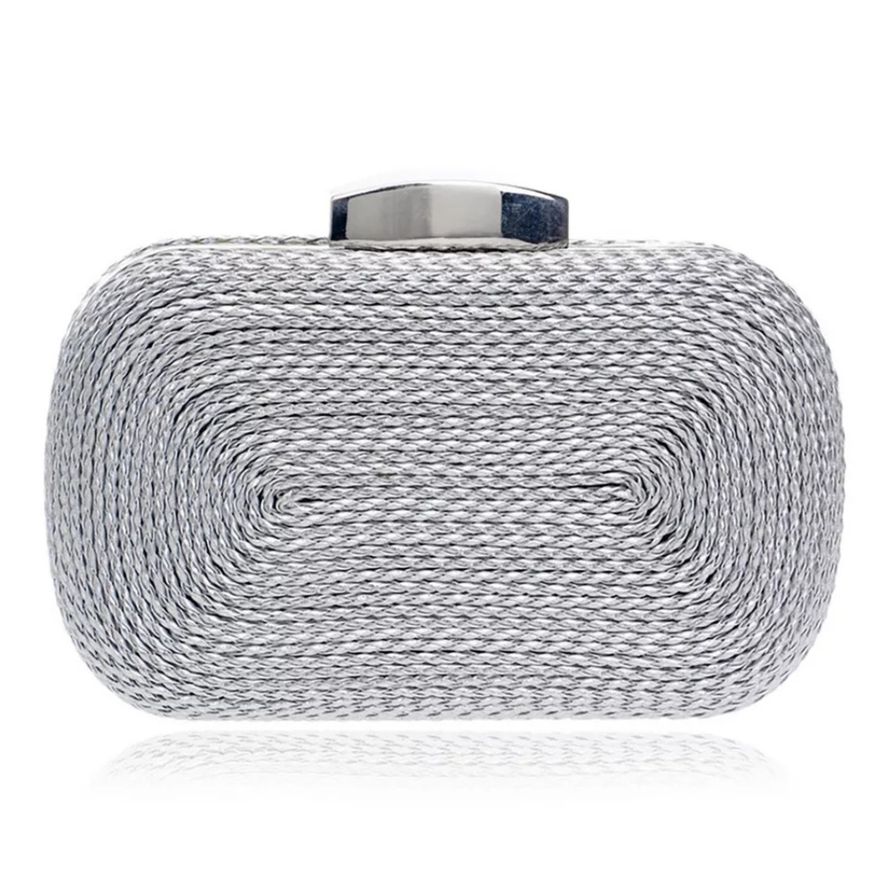Silver clutch handbag